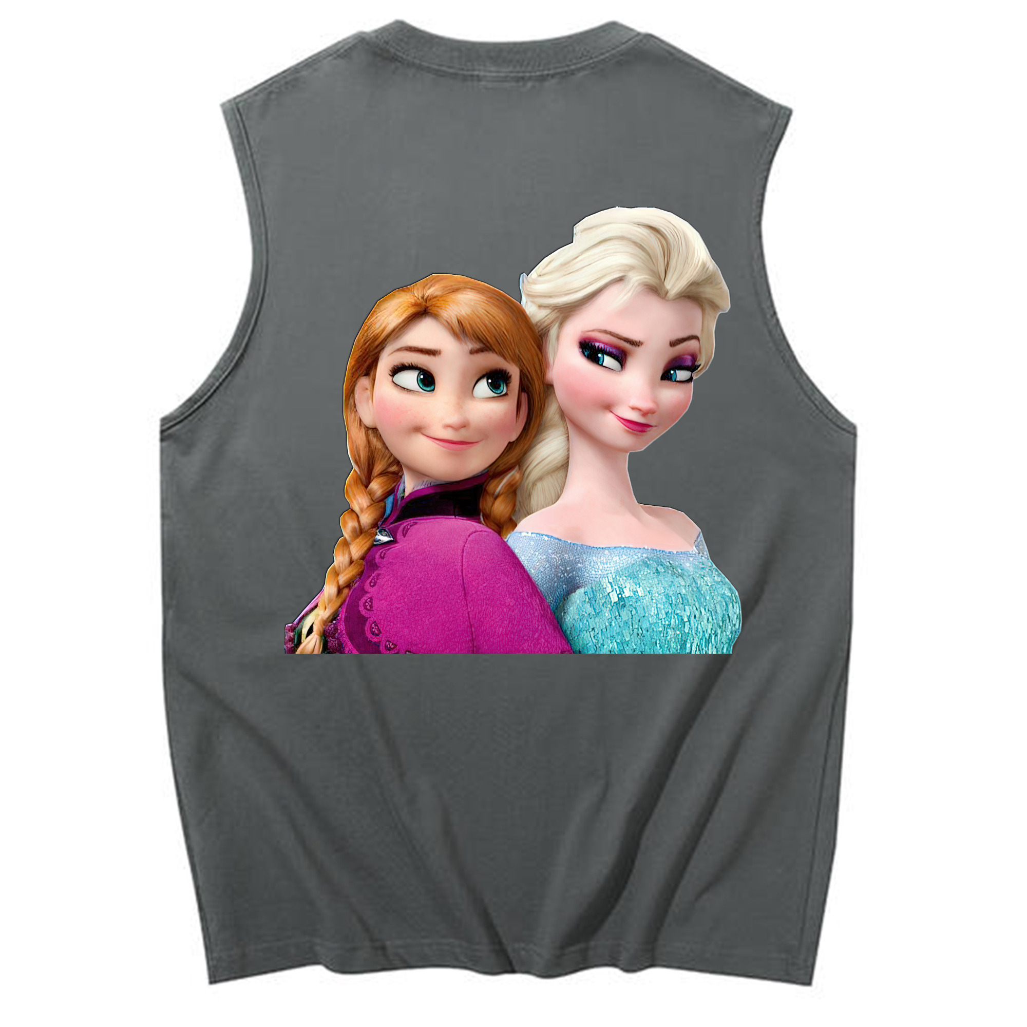 （画像用） アナと雪の女王 アンナ エルサ Frozen Anna Elsa コットン100％タンクトップ（背面プリント）